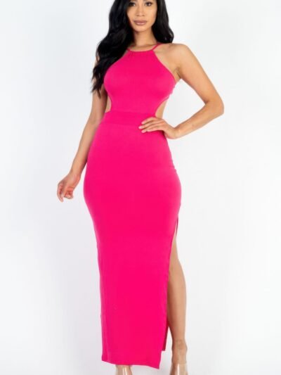 Tie Backless Split Thigh Maxi Dress Tie Backless Split Thigh Maxi Dress