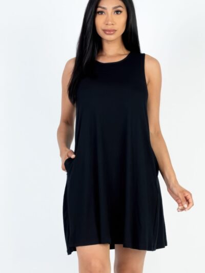 soft stretch mini dress with flared skirt