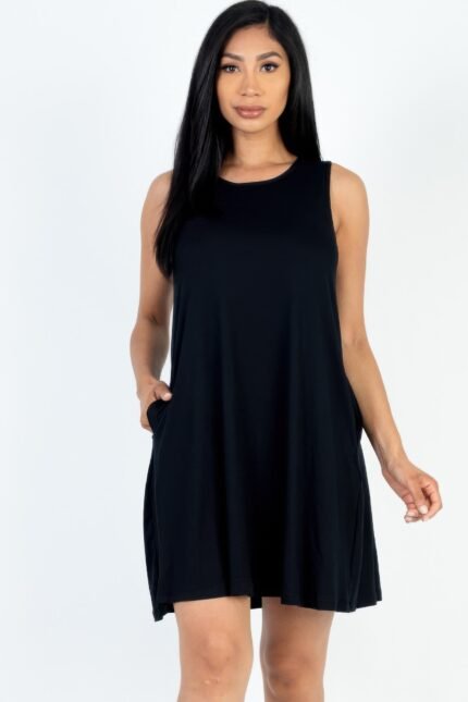 soft stretch mini dress with flared skirt