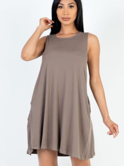 Sleeveless Flare Mini Dress — Soft Stretch Jersey Fit casual comfy sleeveless dress for UK fashion