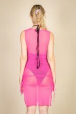 Mesh Ruched Drawstring Side Midi Dress - Image 10