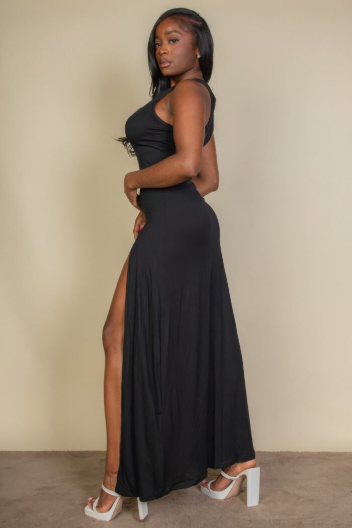 Ribbed Bandeau Cut Out Back Mini Bodycon Dress - Image 3