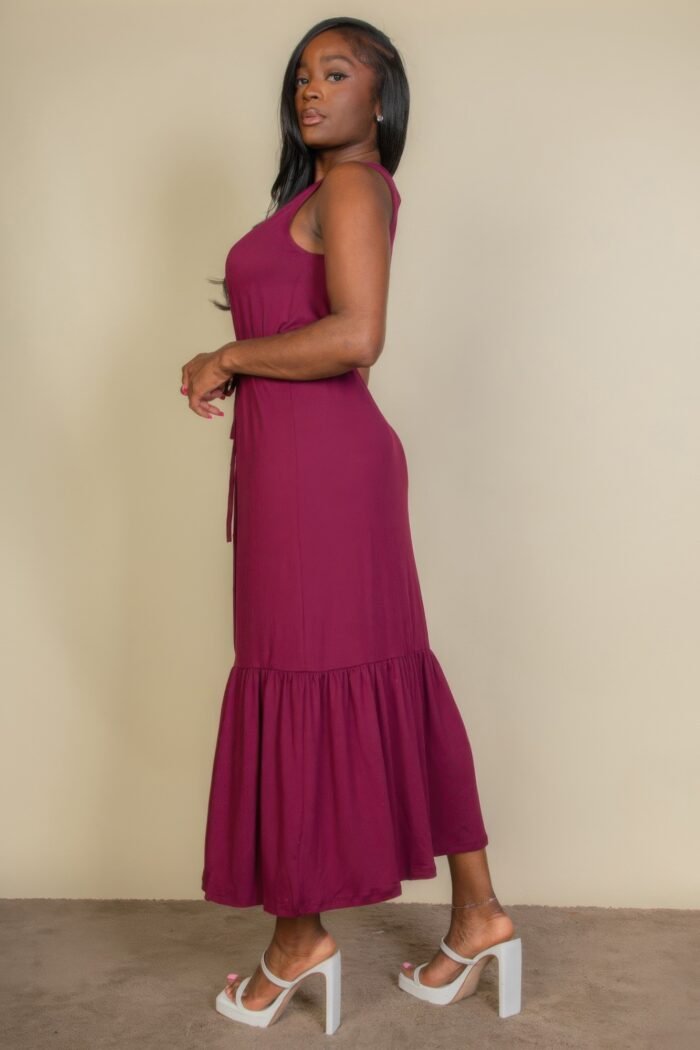 Button front tie waist sleeveless maxi dress - image 3