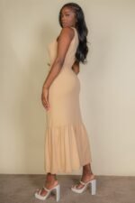 Button Front Tie Waist Sleeveless Maxi Dress - Image 7