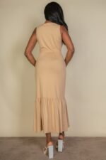 Button Front Tie Waist Sleeveless Maxi Dress - Image 8