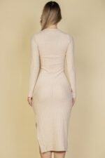 Sweater-knit Fuzzy Mock Neck Split Thigh Dress - Image 5
