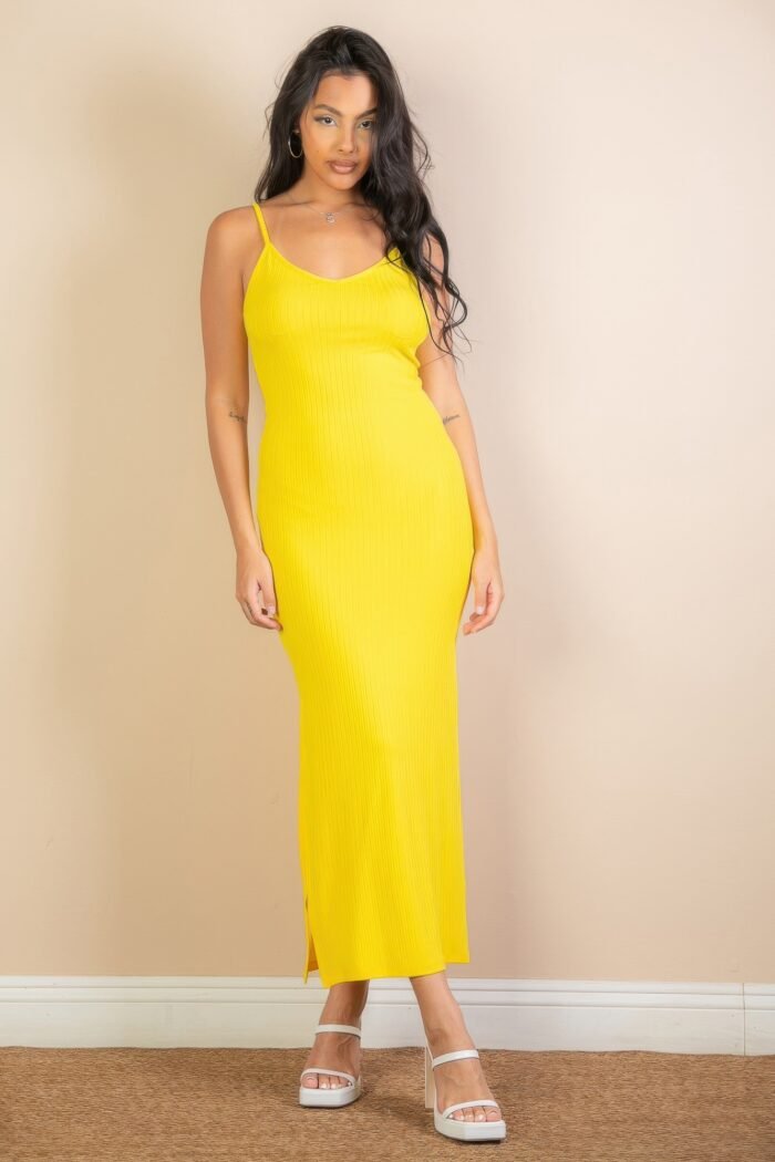 Ribbed side slit long cami dress - image 8