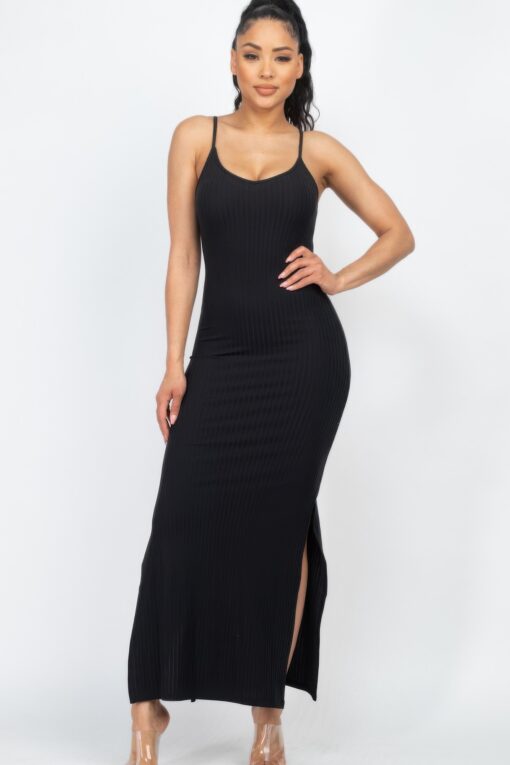 Ribbed Side Slit Long Cami Dress - Image 13