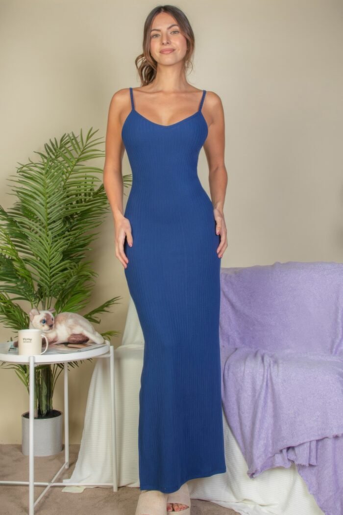 Ribbed side slit long cami dress - image 16