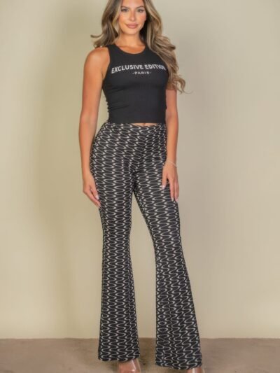 Wavy Print High Waist Flare Pants Wavy Print High Waist Flare Pants