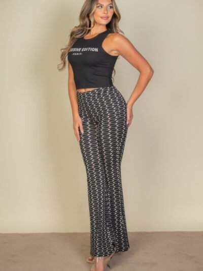 Wavy Print High Waist Flare Pants Wavy Print High Waist Flare Pants