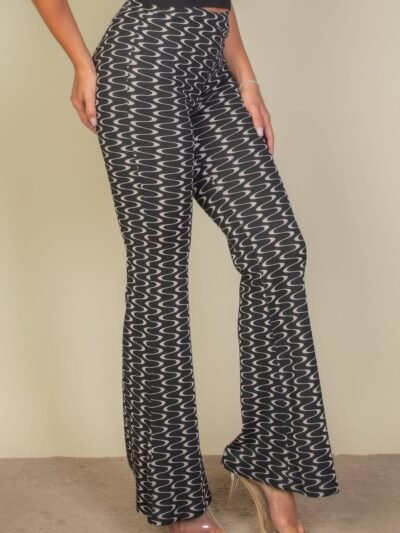 Wavy Print High Waist Flare Pants Wavy Print High Waist Flare Pants