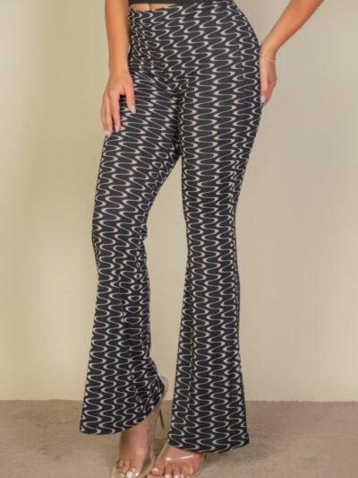 Wavy Print High Waist Flare Pants Wavy Print High Waist Flare Pants