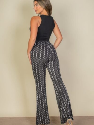 Wavy Print High Waist Flare Pants Wavy Print High Waist Flare Pants
