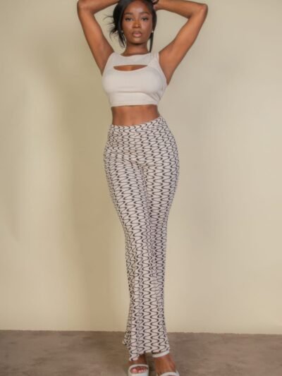 Wavy Print High Waist Flare Pants Wavy Print High Waist Flare Pants