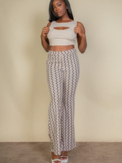 Wavy Print High Waist Flare Pants Wavy Print High Waist Flare Pants