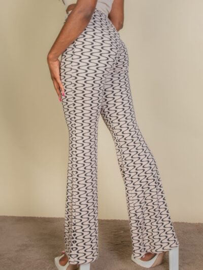 Wavy Print High Waist Flare Pants Wavy Print High Waist Flare Pants