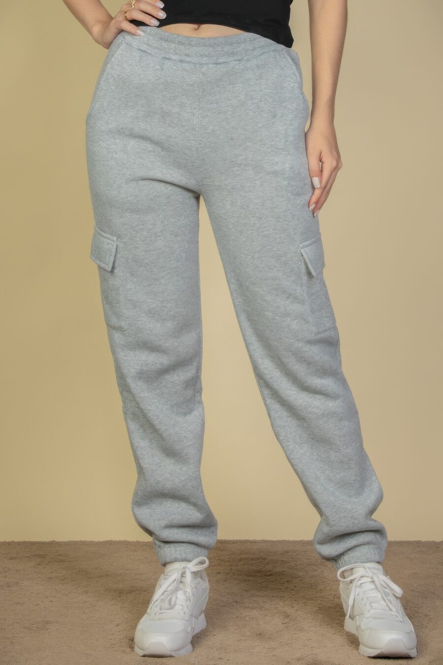 Side pocket drawstring waist sweatpants