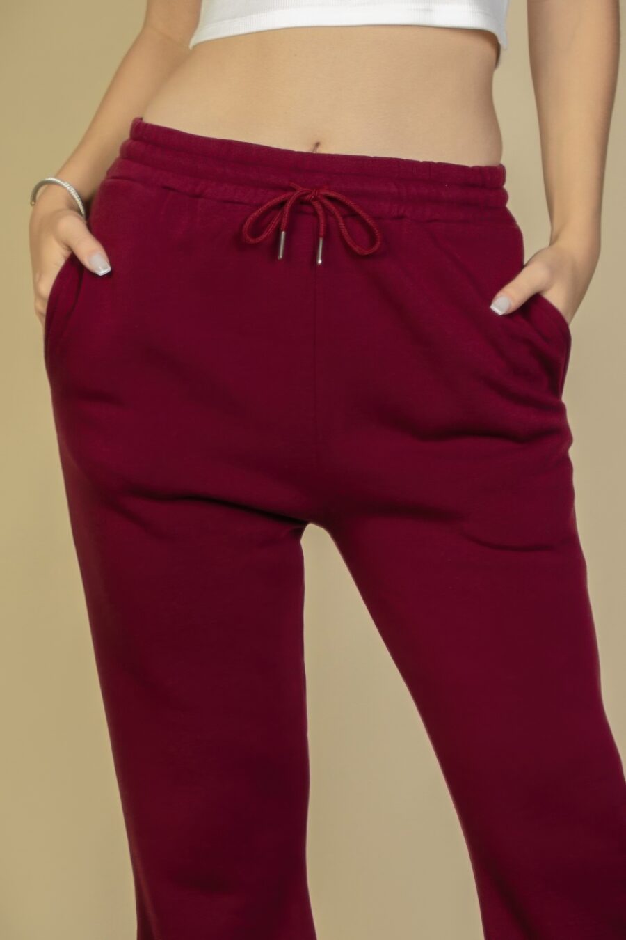 Drawstring waist slant pocket sweatpants