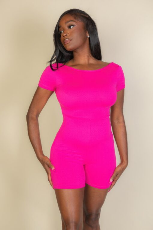 Open Back Short Sleeve Romper - Image 11