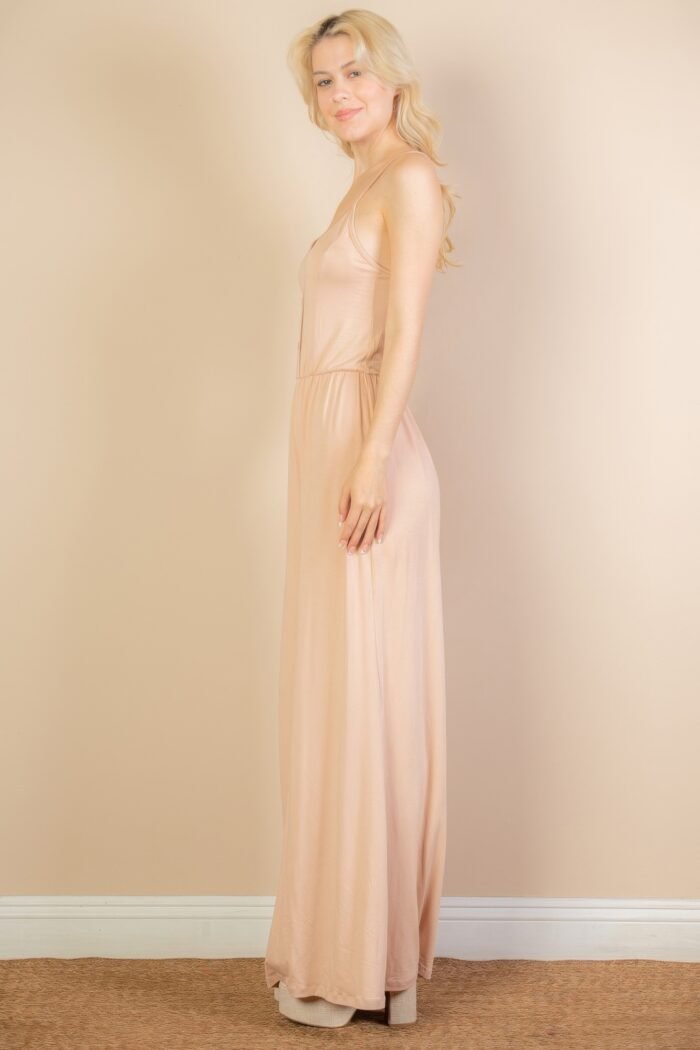 Button front wide leg jumpsuit - image 3
