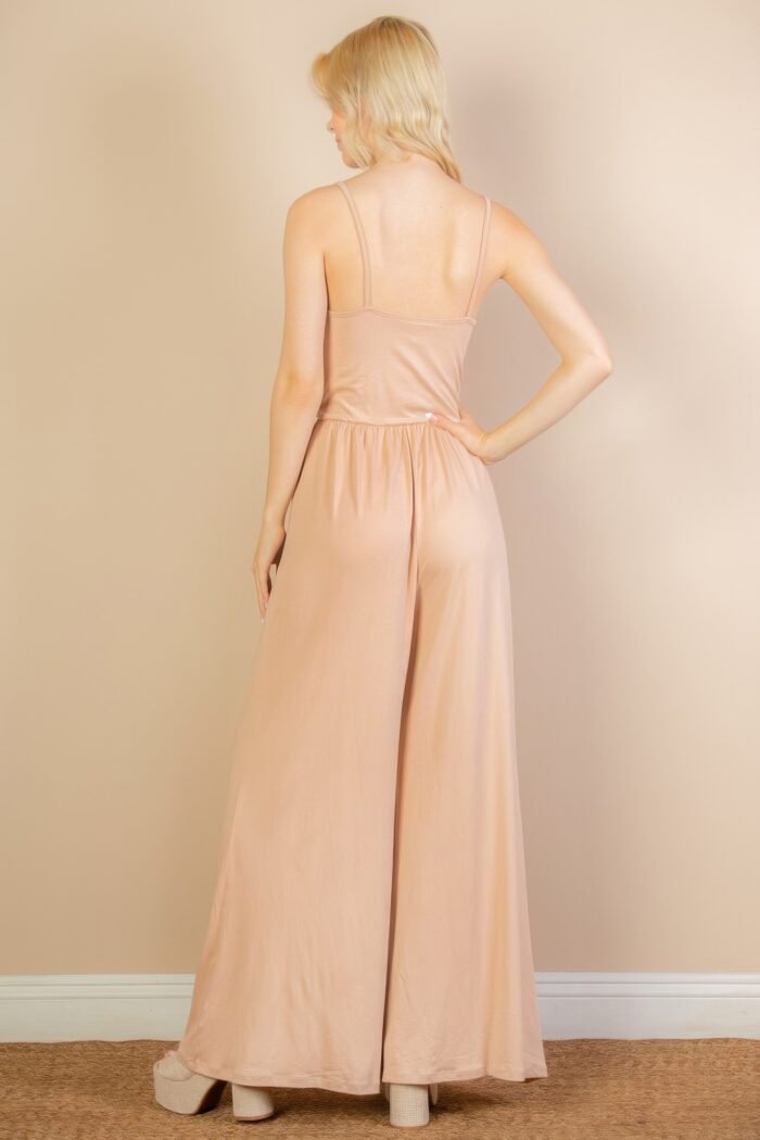 Button front wide leg jumpsuit - image 5