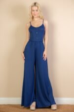 Button Front Wide Leg Jumpsuit - Image 6