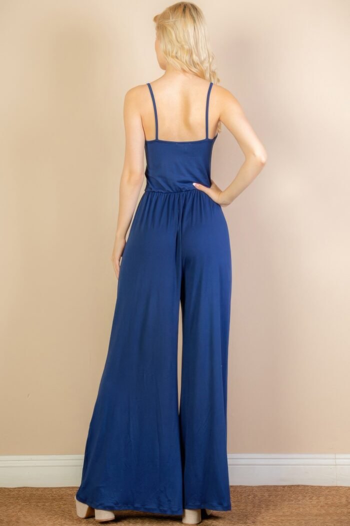 Button front wide leg jumpsuit - image 10