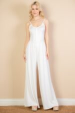 Button Front Wide Leg Jumpsuit - Image 12