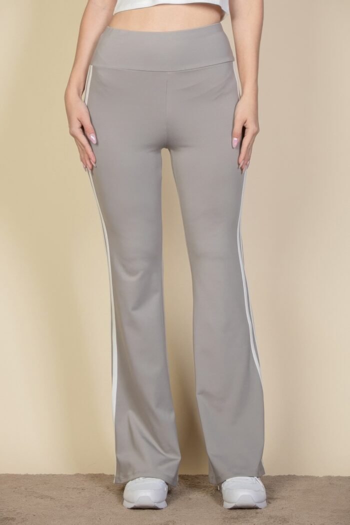 Contrast side stripe flare pants