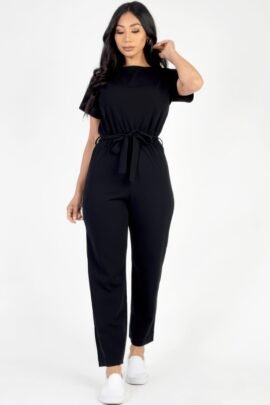 Tie Waist Relaxed Jumpsuit Tie Waist Relaxed Jumpsuit