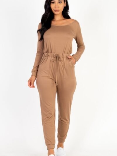 Tie Waist Long Sleeve Jumpsuit