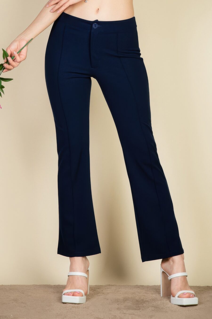 High waist knit flare pants