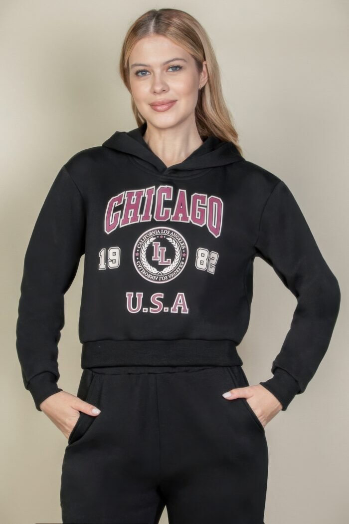 Graphic drop shoulder pull over hoodie