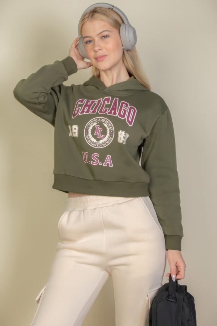 Graphic drop shoulder pull over hoodie