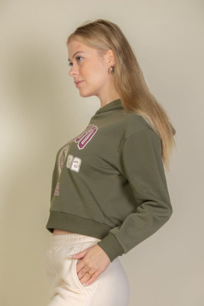 Graphic drop shoulder pull over hoodie