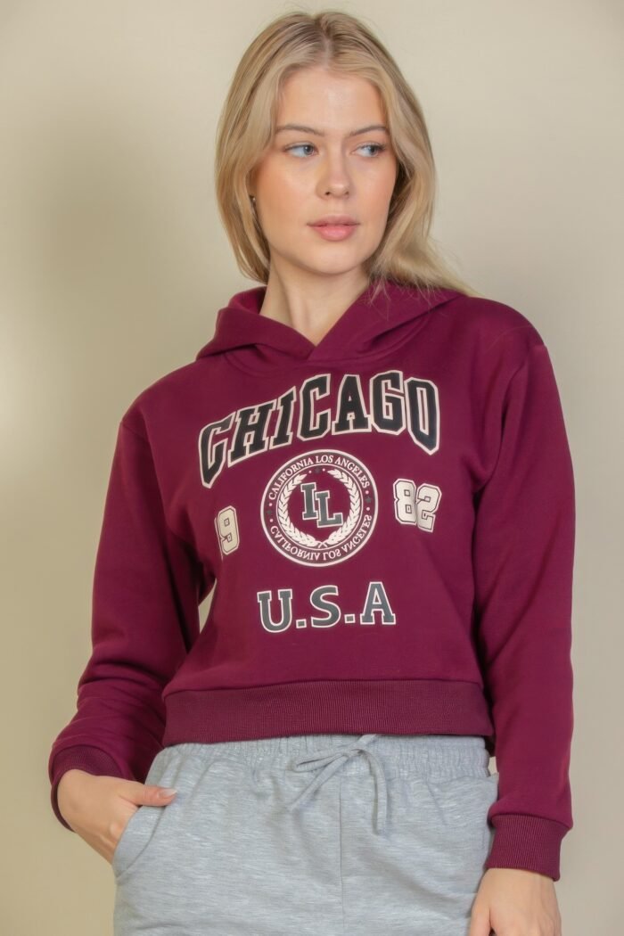 Graphic drop shoulder pull over hoodie