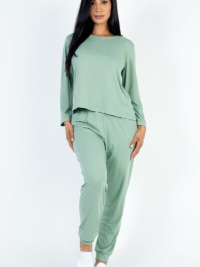 Solid Sweatshirt And Joggers Set