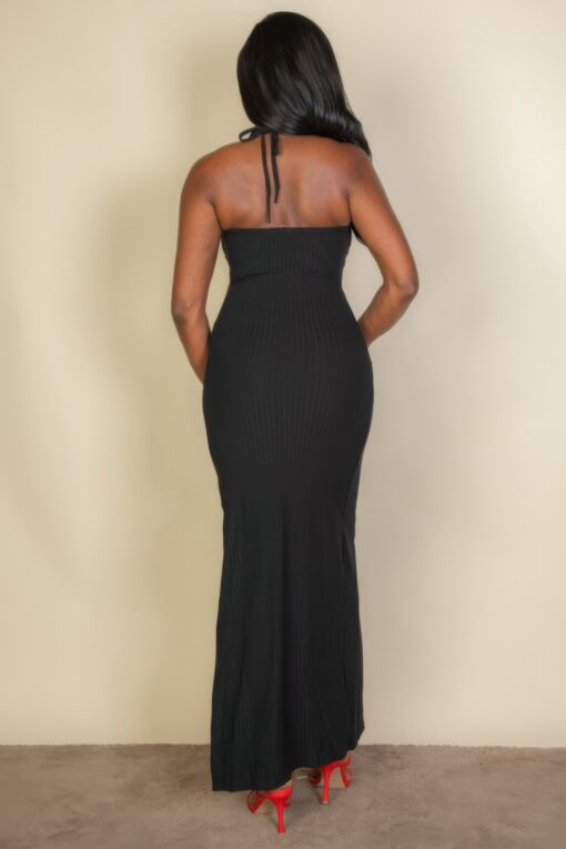 Ribbed Cut Out Front Side Slit Maxi Dress - Image 9
