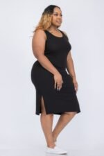 Plus Size Ribbed Side Slit Tank Midi Dress - Image 3