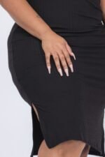 Plus Size Ribbed Side Slit Tank Midi Dress - Image 4