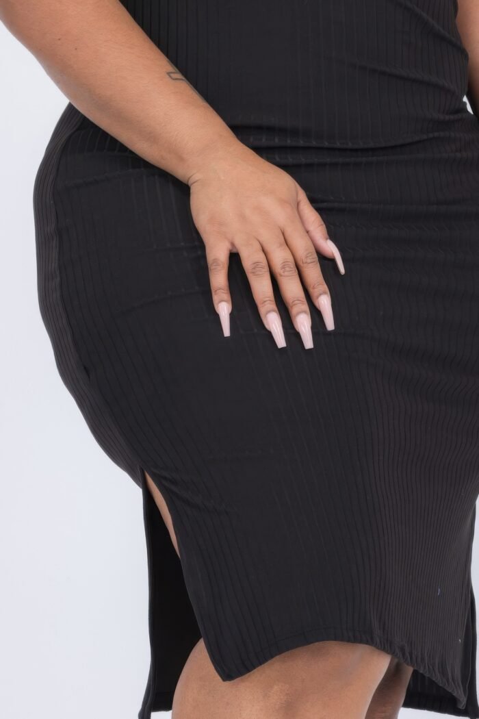 Plus size ribbed side slit tank midi dress - image 4