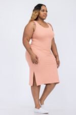 Plus Size Ribbed Side Slit Tank Midi Dress - Image 6