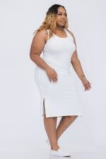 Plus Size Ribbed Side Slit Tank Midi Dress - Image 7