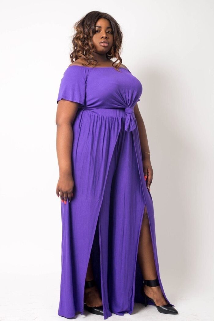 Plus size crop top pant set