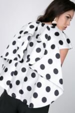Cascade Ruffle Detail Polka Dot Print Top - Image 3
