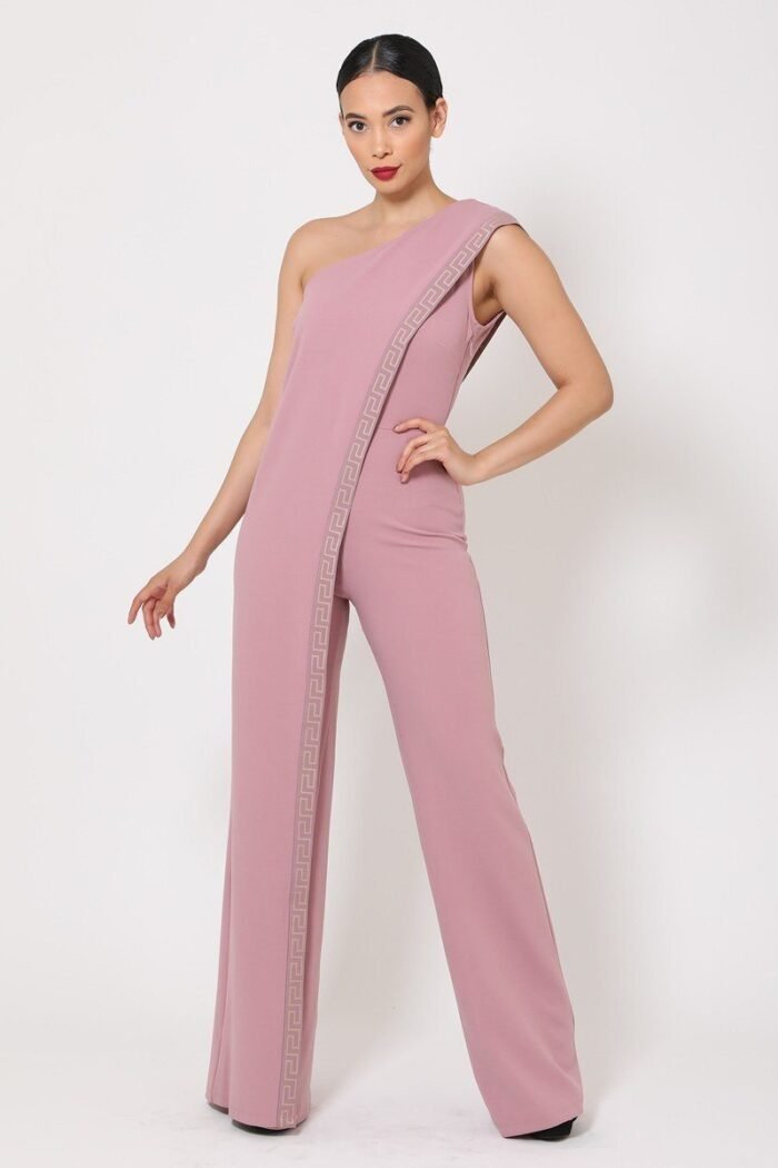 One shoulder greek border pattern jumpsuit - image 1