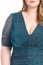 Ribbed Shimmer Shirring Mini Dress - Image 3