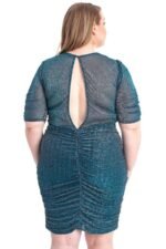 Ribbed Shimmer Shirring Mini Dress - Image 4