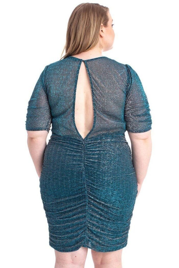 Ribbed shimmer shirring mini dress - image 4